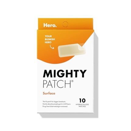 Mighty Patch Surface from Hero Cosmetics - Hydrocolloid Spot Patch for Body, Cheek, Forehead, and Chin, Vegan-friendly (10 Count)