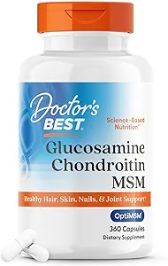Doctor's Best Glucosamine Chondroitin MSM with OptiMSM – Joint Support Supplement for Healthy Joint Structure, Function, and Comfort – Non-GMO, Gluten-Free, Soy-Free – 360 Capsules