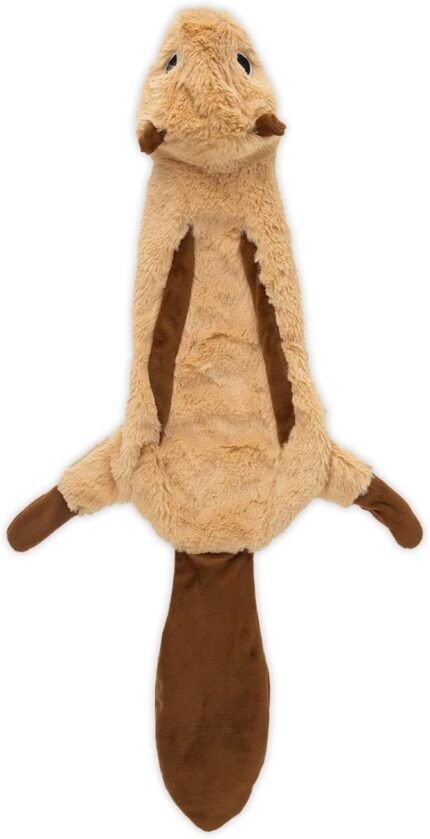 Stuffless Squeaky Dog Toys with Soft, Durable Fabric for Small, Medium, and Large Pets, No Stuffing for Indoor Play, Holds a Plastic Bottle - Squirrel, Medium