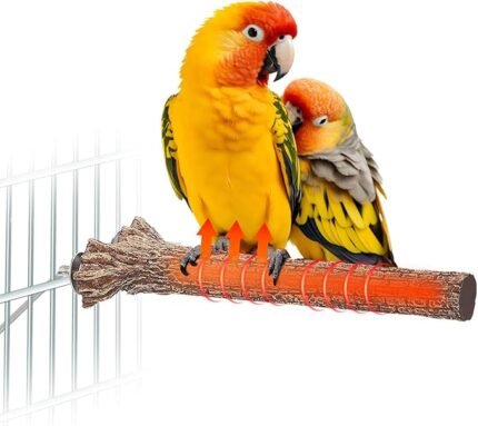 Heated Bird Perch, Thermostatical Bird Cage Heater, Bird Warmer, Simulated Wood Bird Heaters for Caged Birds, Parakeets, Parrots, Lovebird, Cockatiels