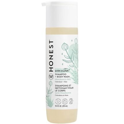The Honest Company 2-in-1 Cleansing Shampoo & Body Wash, Gentle for Baby, Tear-Free, Hypoallergenic, Fragrance-Free, Naturally Derived, 10 fl oz
