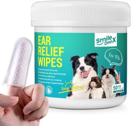 Dog Ear Cleaner Finger Wipes – Gentle Ear Care for Dogs and Cats (50 Pcs, Unscented)