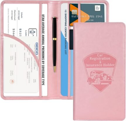 CoBak Car Registration and Insurance Holder - Vehicle Glove Box Organizer for Documents, Driver's License, Cards, and Essential Papers, Auto Truck Compartment Accessories Case